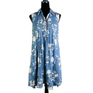 Anthropologie Blue Floral High Low Dress